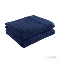 Decolicious - Lot de 2 serviettes de toilette draps de bain 100% coton peigné - 550gr/m² - Bleu - 100x150 cm - B077SLDWHB